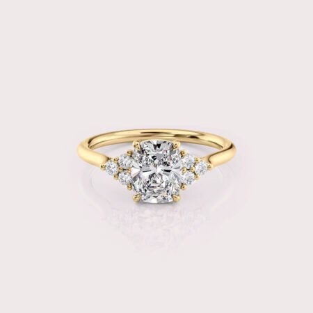 1.78 CT IGI Certified Elongated Cushion cut CVD Diamond,14K Yellow Gold & Side Round Diamonds Ring RE563