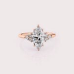 1.92 CT IGI Certified Marquise cut CVD Diamond,14K Rose Gold & Side Round Diamonds Ring RE558