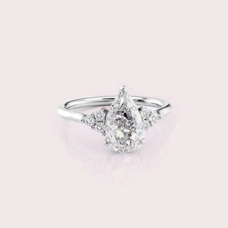 1.77 CT IGI Certified Pear cut CVD Diamond,14K White Gold & Side Round Diamonds Ring RE574