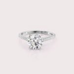 2.44 CT IGI Certified Round cut CVD Diamond,14KT White Gold Ring with Hidden Halo & Side Round Diamonds RE641