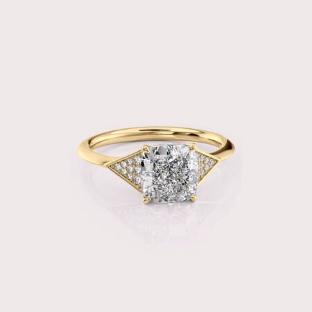 2.13 CT IGI Certified Cushion cut CVD Diamond,14K Yellow Gold & Side Round Diamonds Ring RE545