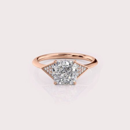 2.13 CT IGI Certified Cushion cut CVD Diamond,14K Rose Gold & Side Round Diamonds Ring RE546