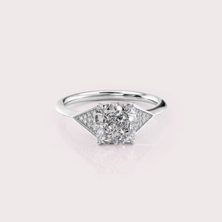 2.13 CT IGI Certified Cushion cut CVD Diamond,14K White Gold & Side Round Diamonds Ring RE547