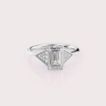 2.18 CT IGI Certified Emerald cut CVD Diamond,14K White Gold & Side Round Diamonds Ring RE550