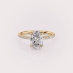 1.69 CT IGI Certified Oval cut CVD Diamond,14KT Yellow Gold Ring, Micro Pave Round Diamonds RE699