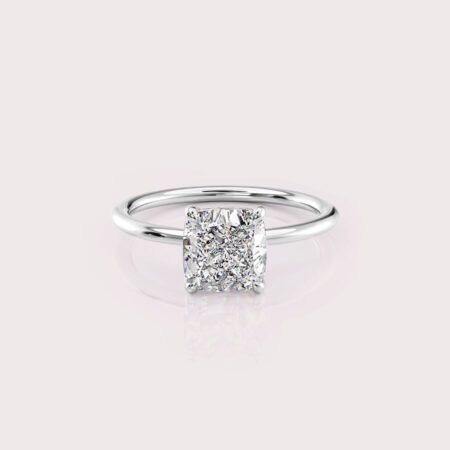 Certified (IGI) Solitaire Engagement Ring with A 2.11 Carat TW Cushion cut CVD Diamond in 14kt White Gold RE620