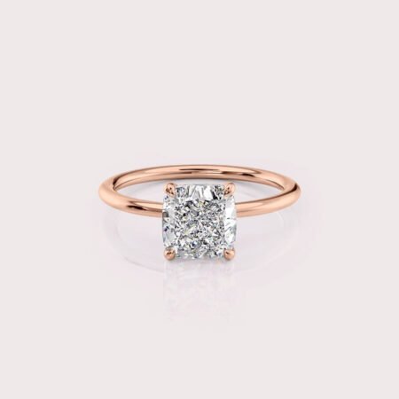 Certified (IGI) Solitaire Engagement Ring with A 2.11 Carat TW Cushion cut CVD Diamond in 14kt Rose Gold RE619