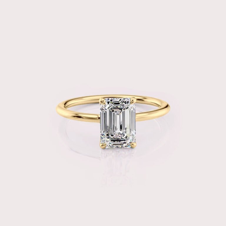 1.93 CT IGI Certified Emerald cut CVD Diamond,14KT Yellow Gold Ring RE648