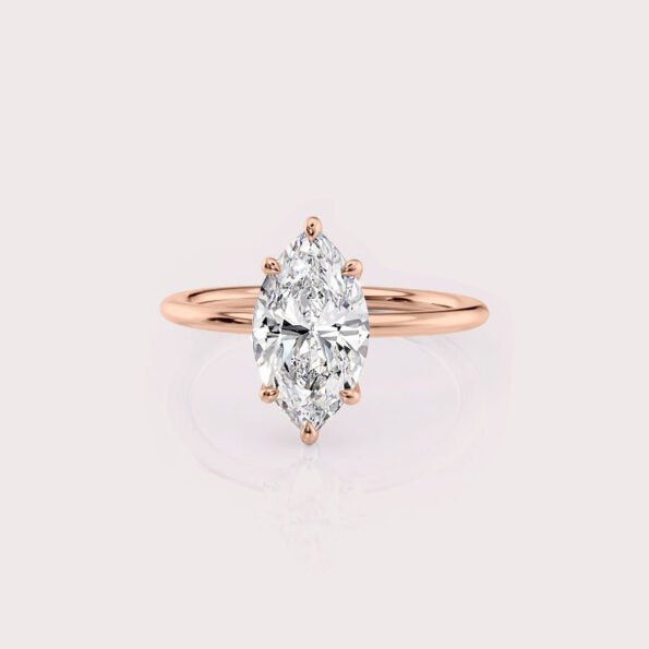 2.55 CT IGI Certified Marquise cut CVD Diamond,14KT Rose Gold Ring RE649