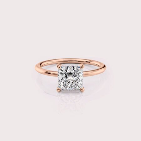 2.09 CT IGI Certified Princess cut CVD Diamond,14KT Rose Gold Solitaire Ring RE655