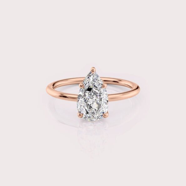 1.99 CT IGI Certified Pear cut CVD Diamond,14KT Rose Gold Solitaire Ring RE658