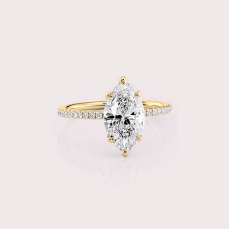 2.23 CT IGI Certified Marquise cut CVD Diamond,14K Yellow Gold Diamond Ring, Side Diamonds Engagement Ring RE581