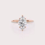 2.23 CT IGI Certified Marquise cut CVD Diamond,14K Rose Gold Diamond Ring, Side Diamonds Engagement Ring RE582