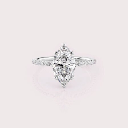 2.23 CT IGI Certified Marquise cut CVD Diamond,14K White Gold Diamond Ring, Side Diamonds Engagement Ring RE583