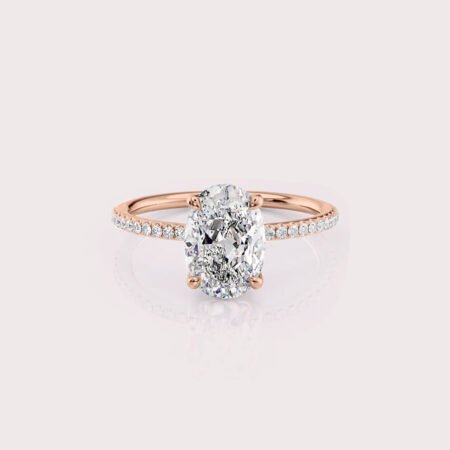 2.29 CT IGI Certified Oval cut CVD Diamond,14K Rose Gold & Side Round Diamonds Ring RE597