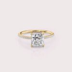 2.74 CT IGI Certified Princess cut CVD Diamond,14K Yellow Gold Diamond Ring, Side Diamonds Engagement Ring RE578