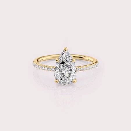 1.68 CT IGI Certified Pear cut CVD Diamond,14K Yellow Gold Diamond Ring, Side Diamonds Engagement Ring RE593