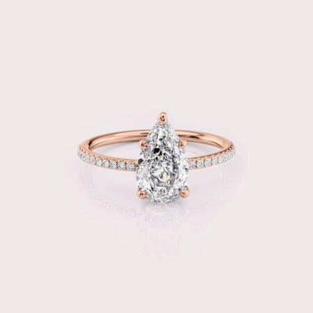 1.68 CT IGI Certified Pear cut CVD Diamond,14K Rose Gold Diamond Ring, Side Diamonds Engagement Ring RE594