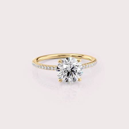 2.16 CT IGI Certified Round cut CVD Diamond,14K Yellow Gold Diamond Ring, Side Diamonds Engagement Ring RE590