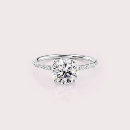 2.16 CT IGI Certified Round cut CVD Diamond,14K White Gold Diamond Ring, Side Diamonds Engagement Ring RE592