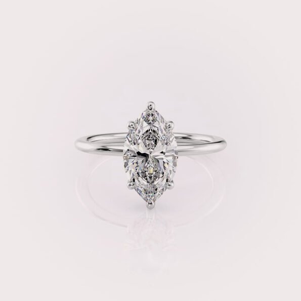 2.69 Carat F-VS1 Marquise Cut CVD Diamond, IGI Certified, low Profile Setting, 14K white Gold RE746