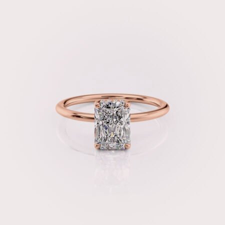 1.5Ct Radiant IGI Certified Lab Diamond Solitaire Hidden Halo Engagement ring 14K Rose Gold RE756