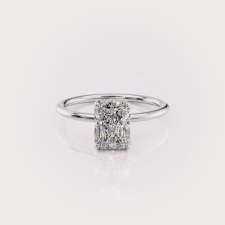 1.5Ct Radiant IGI Certified Lab Diamond Solitaire Hidden Halo Engagement ring 14K White Gold RE757