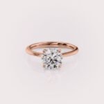 2CT Round Lab Diamond IGI Certified, Low Profile Setting ring 14kt Rose gold RE738