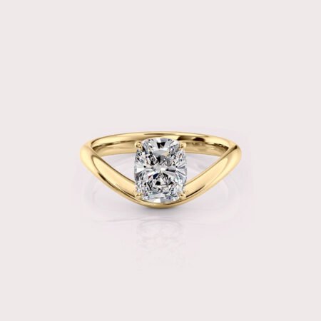 1.62 CT IGI Certified Elongated Cushion cut CVD Diamond,14K Yellow Gold & Curved Style band Ring RE608