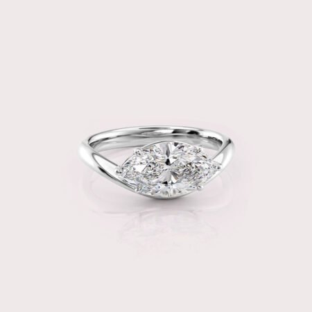 2.62 CT IGI Certified Marquise cut CVD Diamond,14K White Gold & Curved Style band Ring RE604