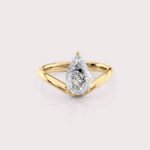 1.92 CT IGI Certified Pear cut CVD Diamond,14K Yellow Gold & Curved Style band Ring RE617