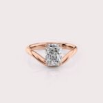 1.55 CT IGI Certified Radiant cut CVD Diamond,14K Rose Gold & Curved Style band Ring RE606