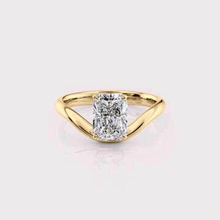 1.55 CT IGI Certified Radiant cut CVD Diamond,14K Yellow Gold & Curved Style band Ring RE605