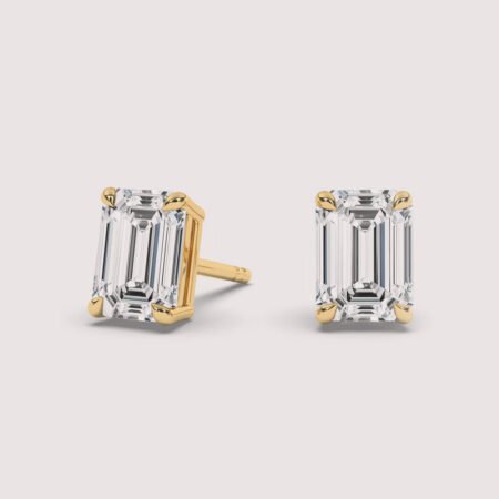 1 CT. T.W. Certified Emerald cut Lab Diamonds Stud Earrings in 18K Yellow gold RE836