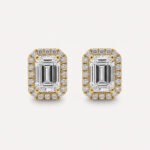 2CTW Emerald Halo Diamond Stud Earrings in 14K Gold