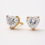 2CTW Heart Cut Diamond Stud Earrings in 14K Gold