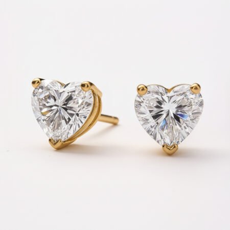 2CTW Heart Cut Diamond Stud Earrings in 14K Gold