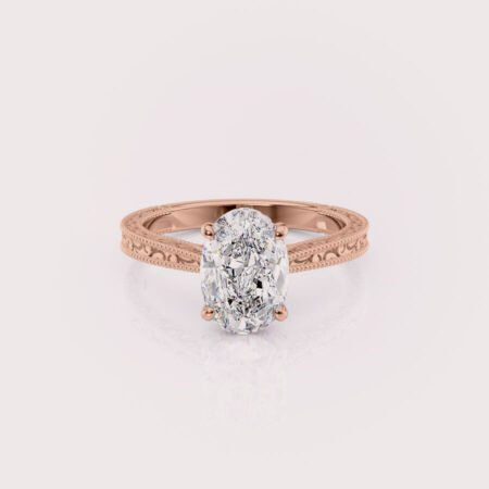 Oval Rose Gold Vintage Engagement Ring