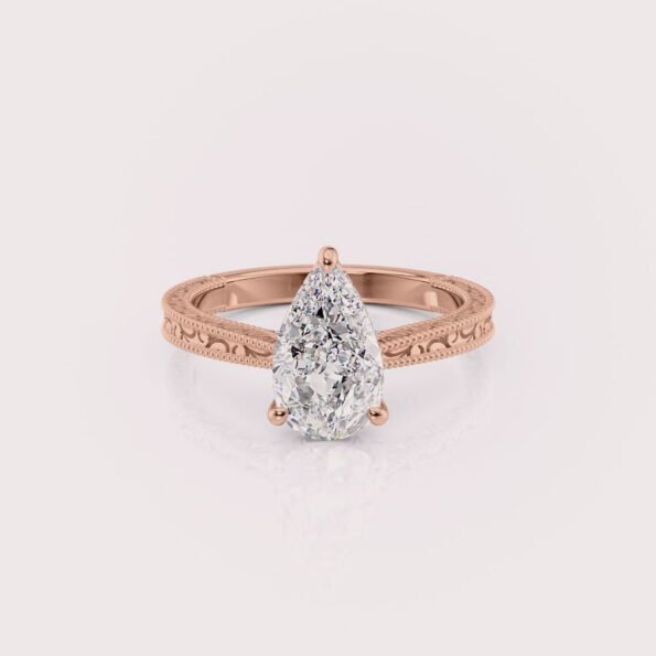 Pear Shaped Rose Gold Vintage Ring