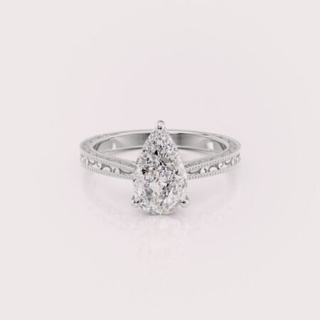 Pear Shaped White Gold Vintage Ring