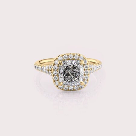 Cushion Cut Yellow Gold Engagement Ring