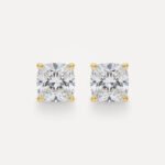 2CTW Cushion Cut Diamond Stud Earrings in 14K Gold