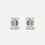 2CTW Emerald Cut Diamond Stud Earrings in 14K Gold