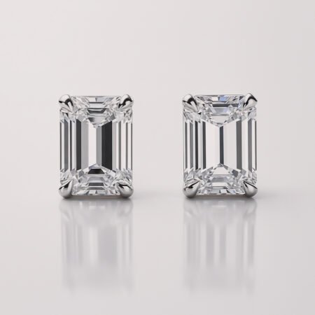 2CTW Emerald Cut Diamond Stud Earrings in 14K White Gold