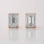 2CTW Emerald Cut Diamond Stud Earrings in 14K Rose Gold