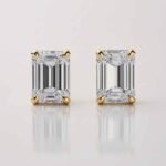 2CTW Emerald Cut Diamond Stud Earrings in 14K Gold
