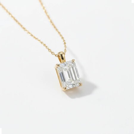 Basket Pendant - Emerald Cut 1.00ct E VVS1 Lab Grown Diamond 14K Yellow Gold RE856
