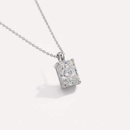 1.00ct E VVS1 Radiant Cut IGI Certified Lab Grown Diamond 14K White Gold  Necklace RE858
