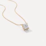 1.20 Carat D/VS1 Princess Cut Solitaire Diamond Necklace 14k Yellow Gold IGI Certified
