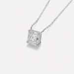 1.58 Carat Asscher Cut Lab Grown Diamond Necklace 14k White Gold IGI Certified